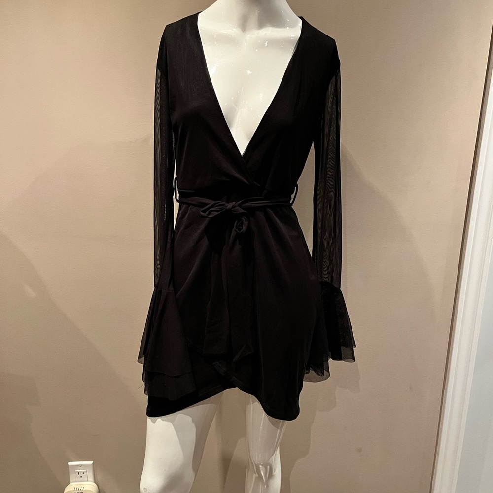 Elegant Black Wrap Dress